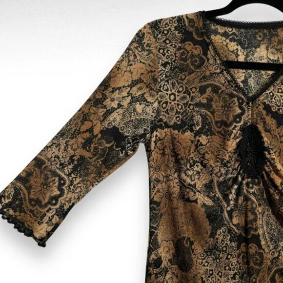 Vintage Y2K Mesh Whimsigoth Crochet Top Shirt Black Brown Goth Witch Size - Picture 4 of 8